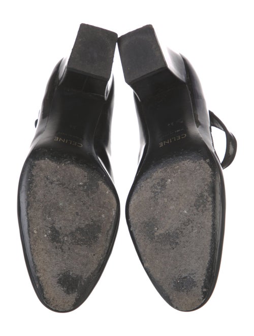 Celine Patent Leather Grosgrain Trim T-Strap Pumps