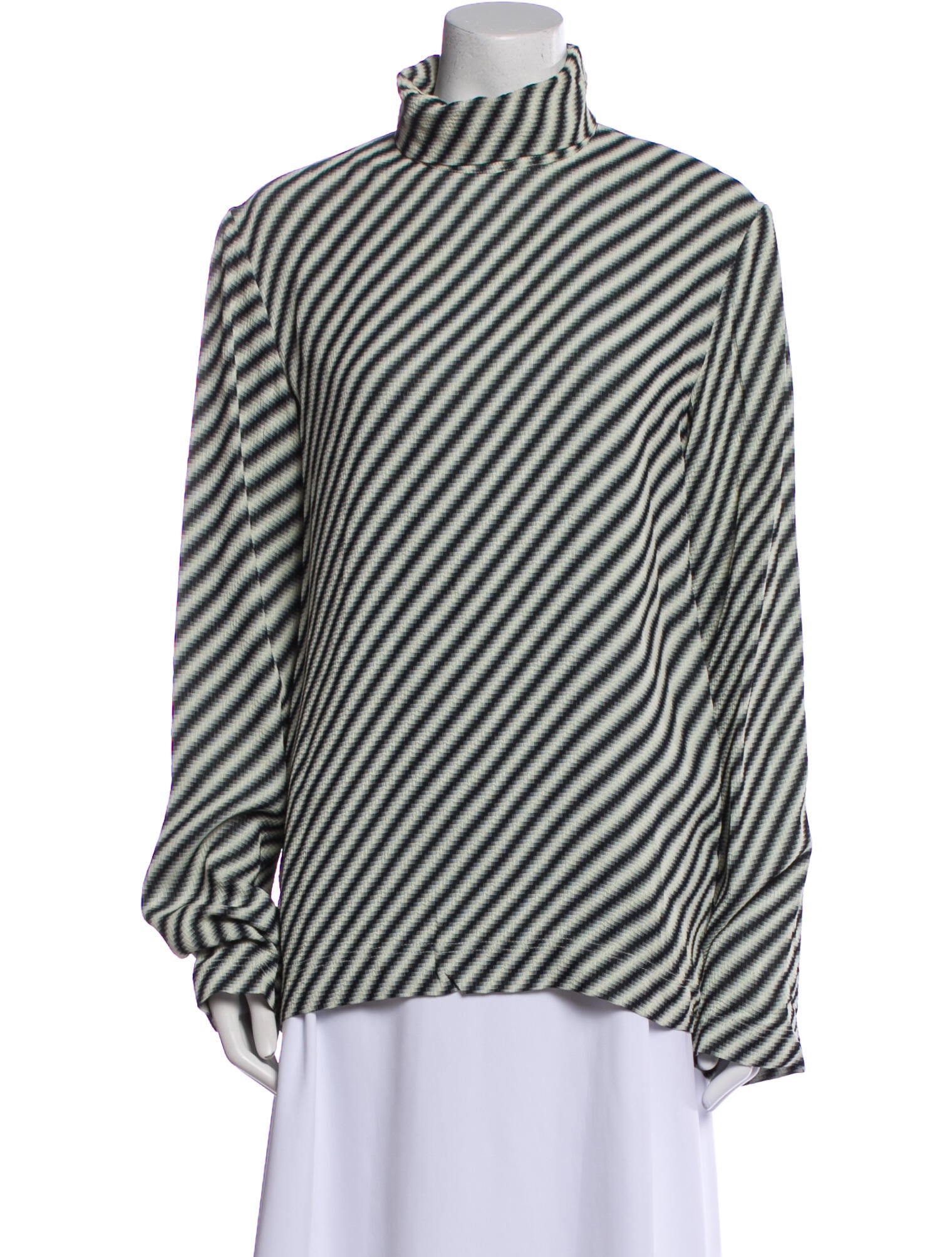 Celine Striped Mock Neck Blouse