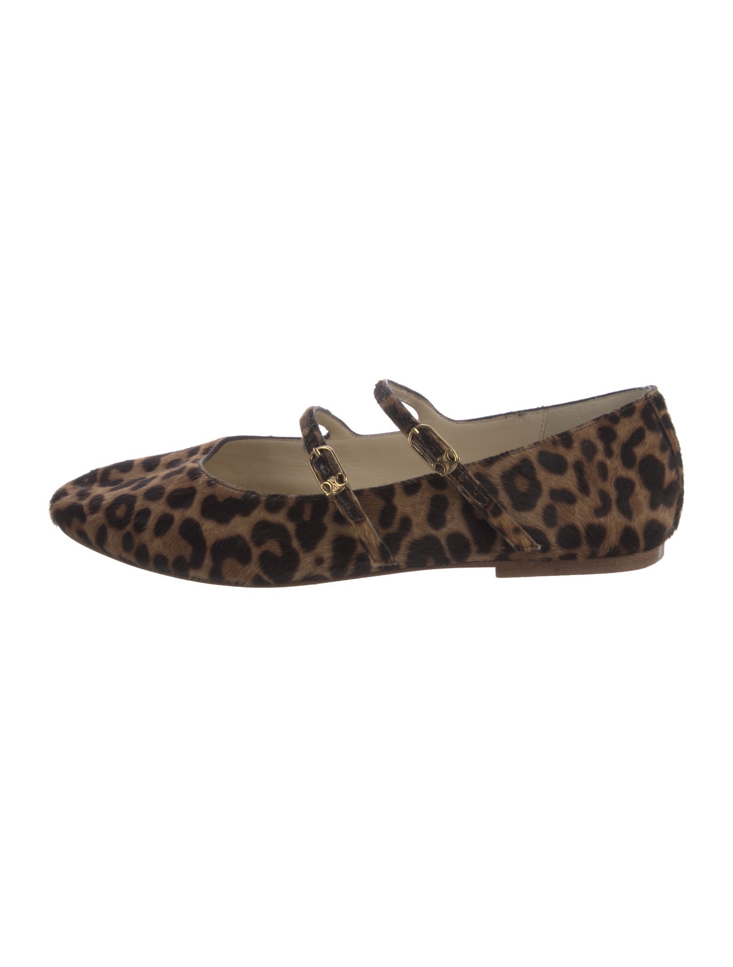 Celine Ponyhair Animal Print Mary Jane Flats