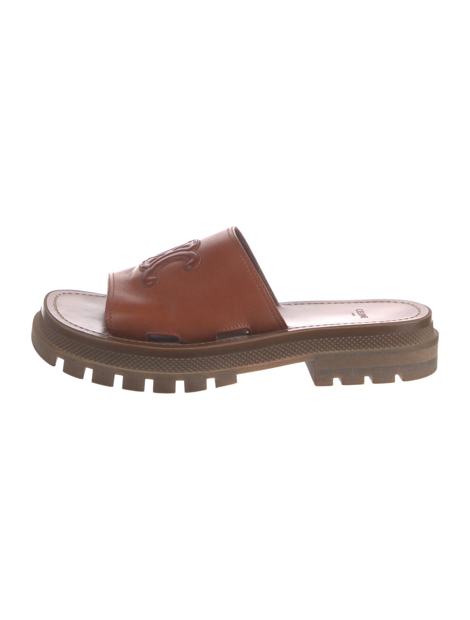 Celine Triomphe Leather Slides