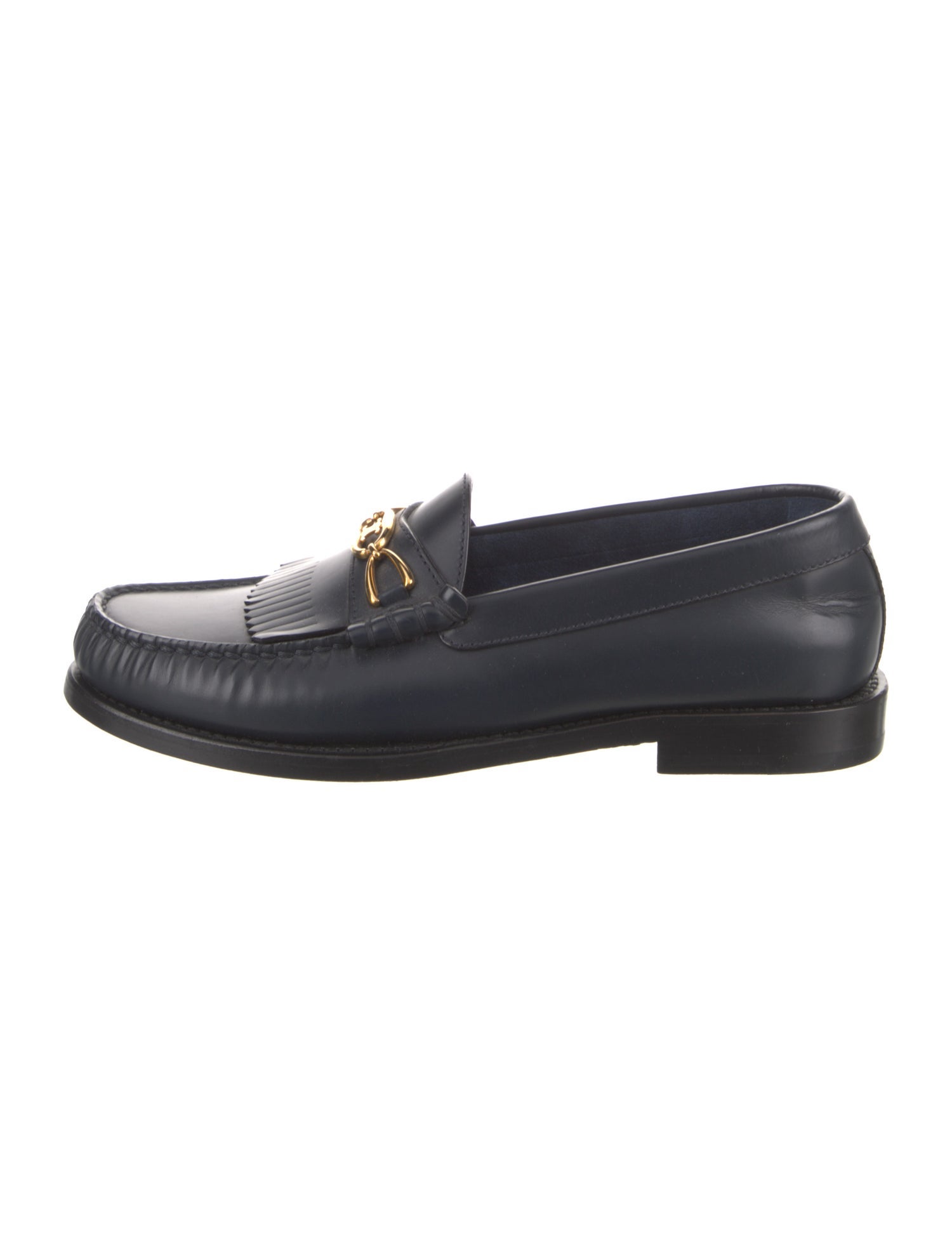 Celine Leather Chain-Link Accents Loafers