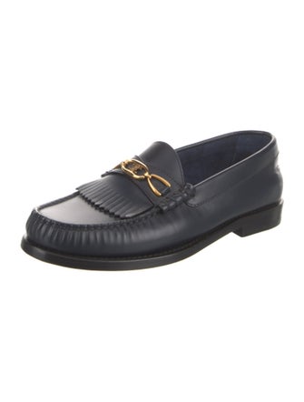Celine Leather Chain-Link Accents Loafers