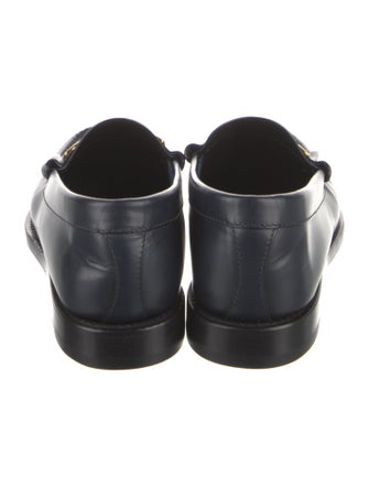 Celine Leather Chain-Link Accents Loafers