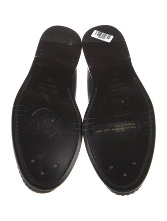 Celine Leather Chain-Link Accents Loafers