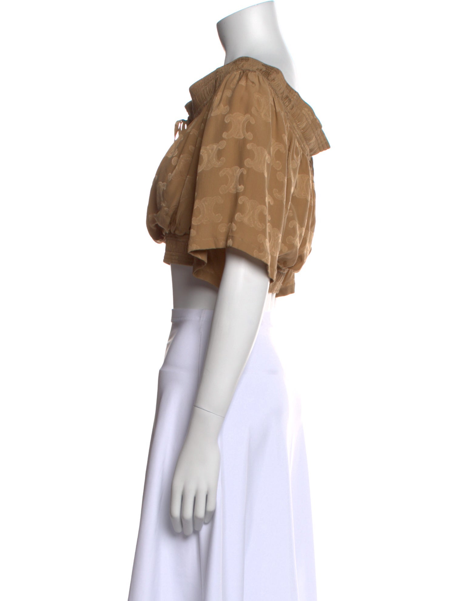 Celine Silk Off-The-Shoulder Crop Top