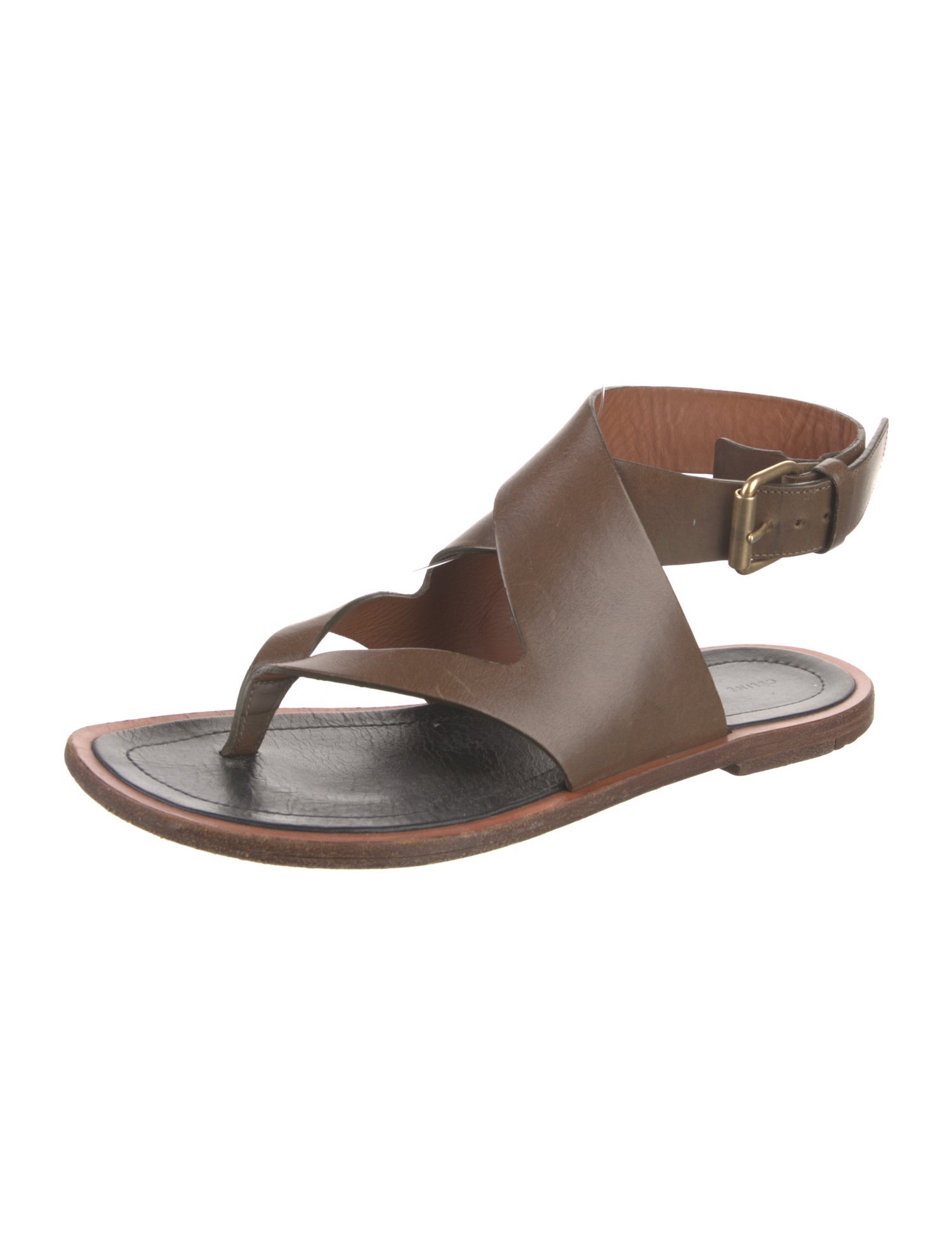 Celine Leather Cutout Accent Slingback Sandals