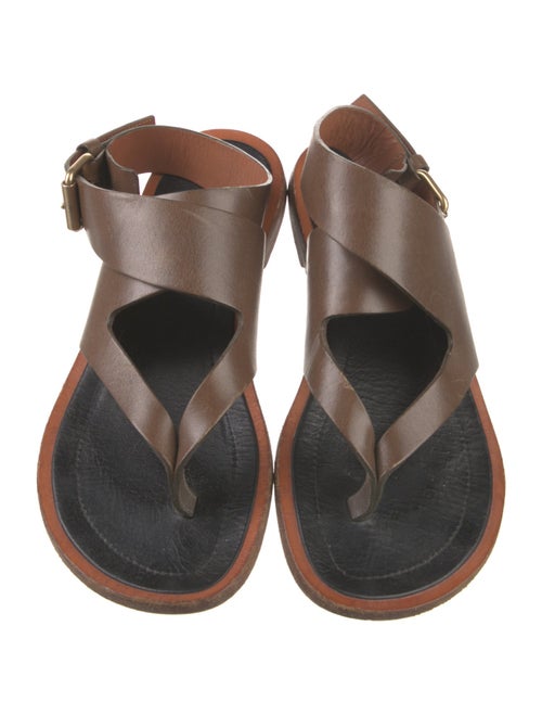 Celine Leather Cutout Accent Slingback Sandals