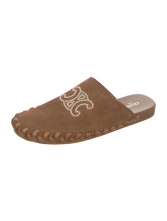 Celine Triomphe Suede Mules