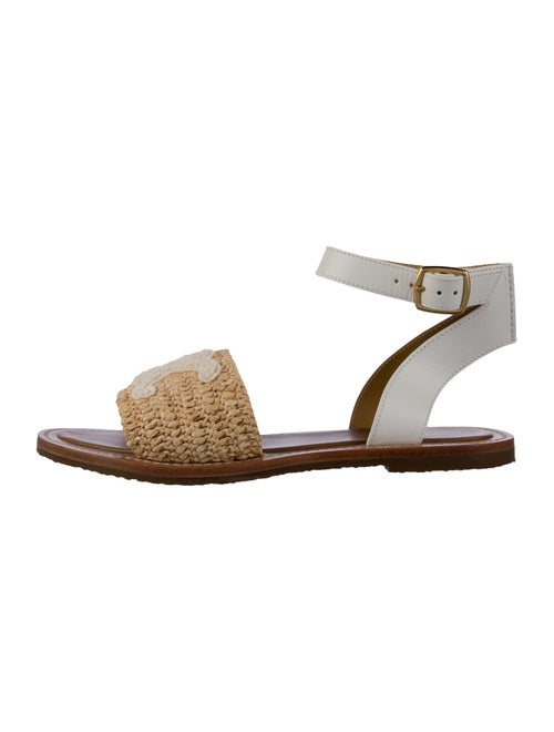 Celine Raffia Embroidered Accent Gladiator Sandals