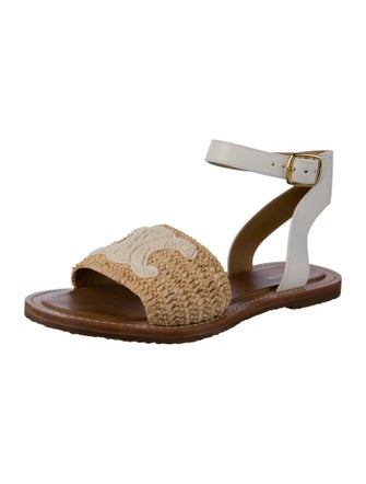 Celine Raffia Embroidered Accent Gladiator Sandals