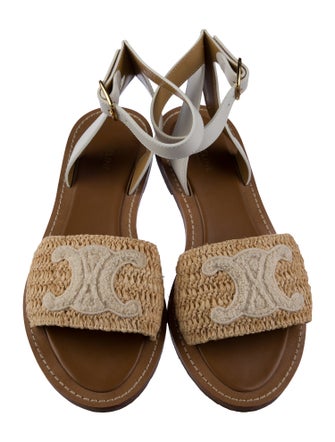Celine Raffia Embroidered Accent Gladiator Sandals