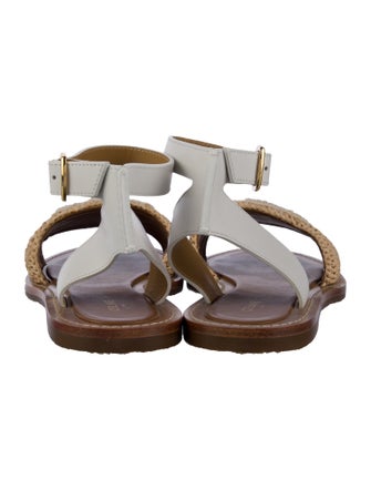 Celine Raffia Embroidered Accent Gladiator Sandals