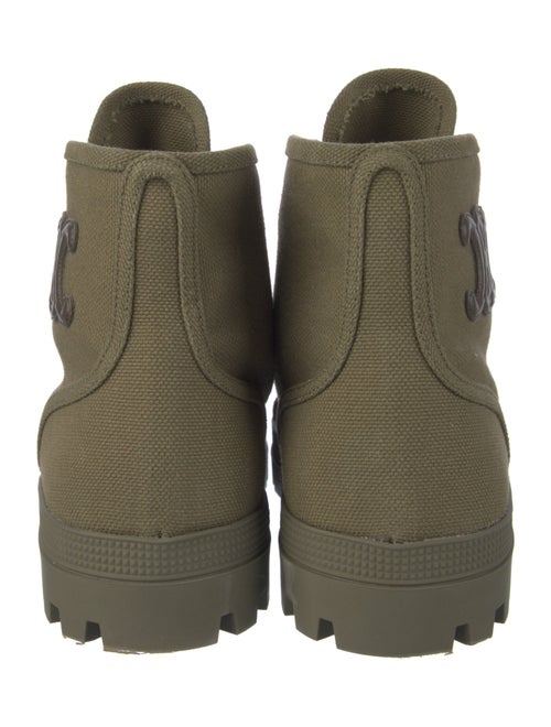 Celine Canvas Leather Trim Embellishment Hiking Boots