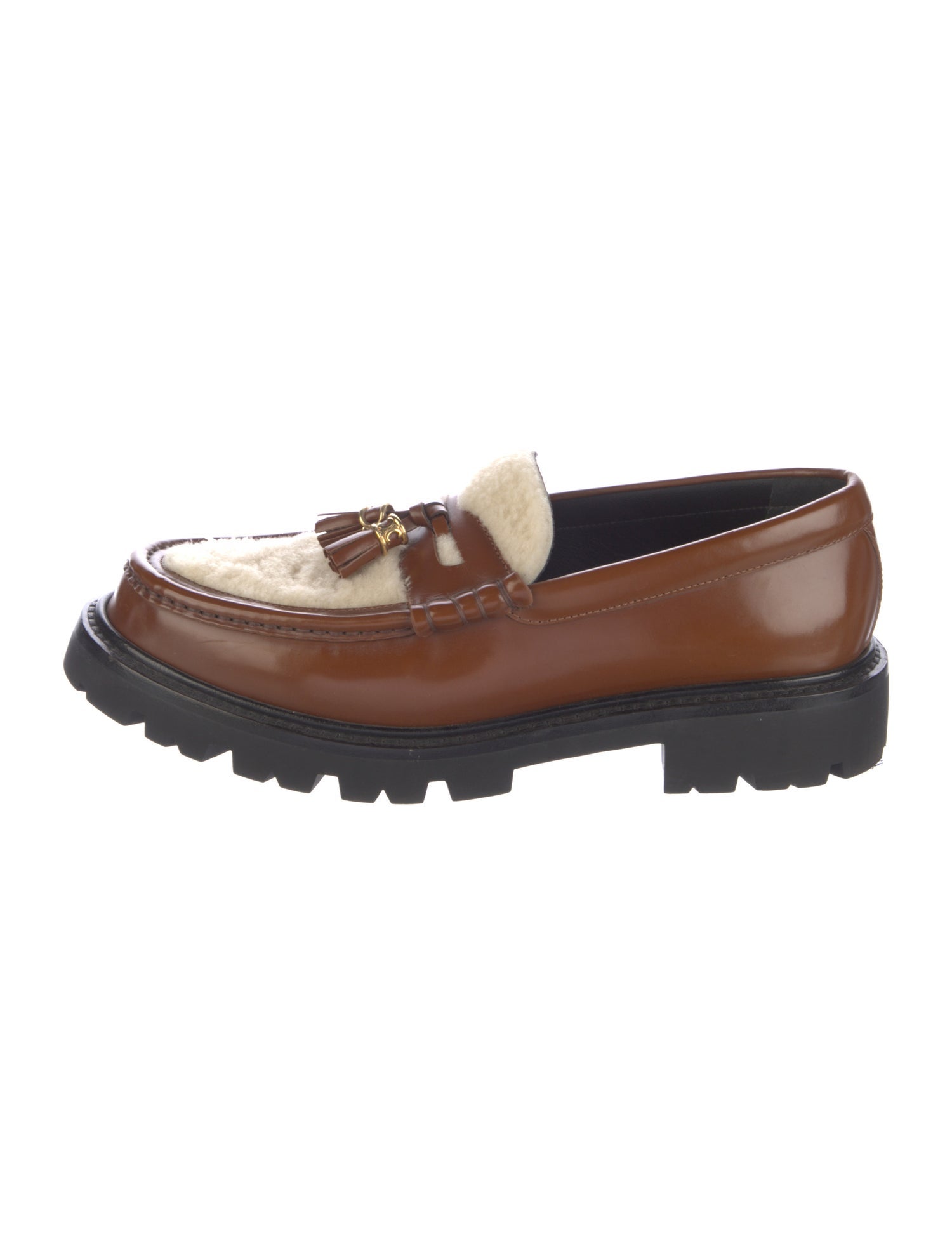 Celine Leather Tassel Accents Loafers