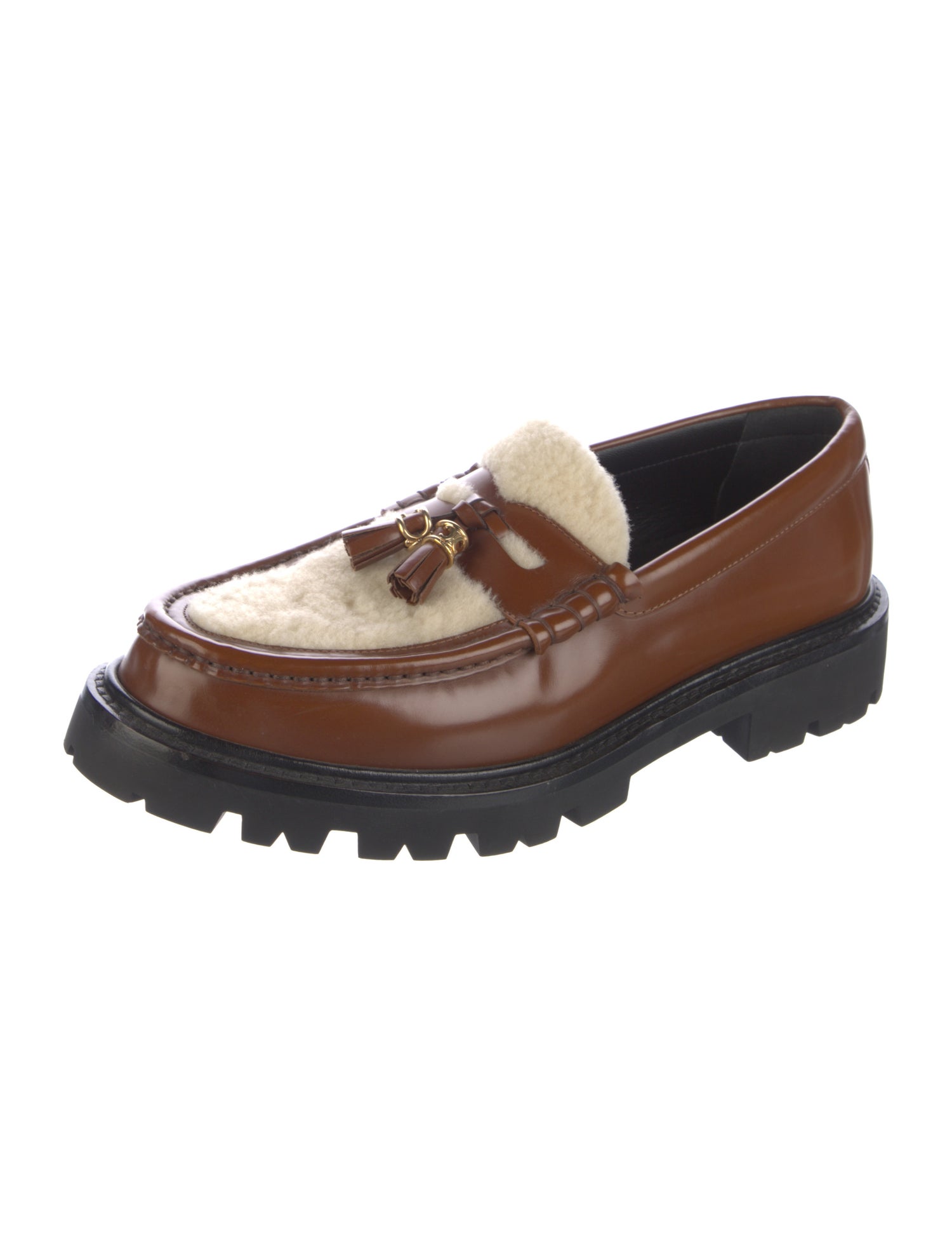 Celine Leather Tassel Accents Loafers