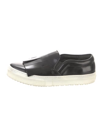 Celine Patent Leather Fringe Trim Accent Oxfords