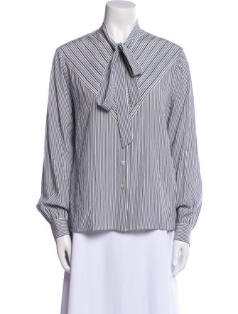 Celine Silk Striped Button-Up Top