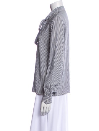 Celine Silk Striped Button-Up Top