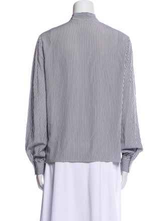 Celine Silk Striped Button-Up Top