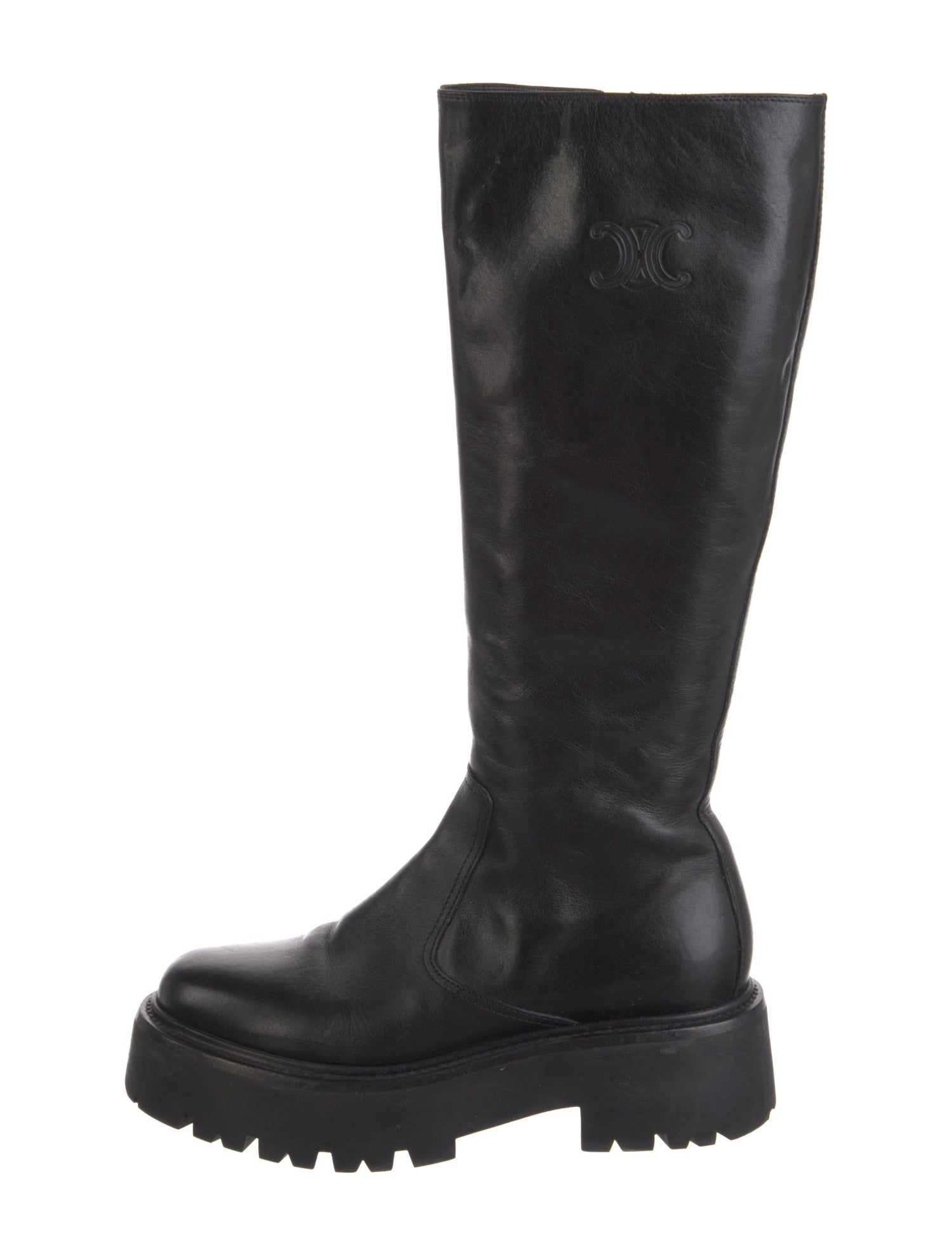 Celine Triomphe Leather Combat Boots
