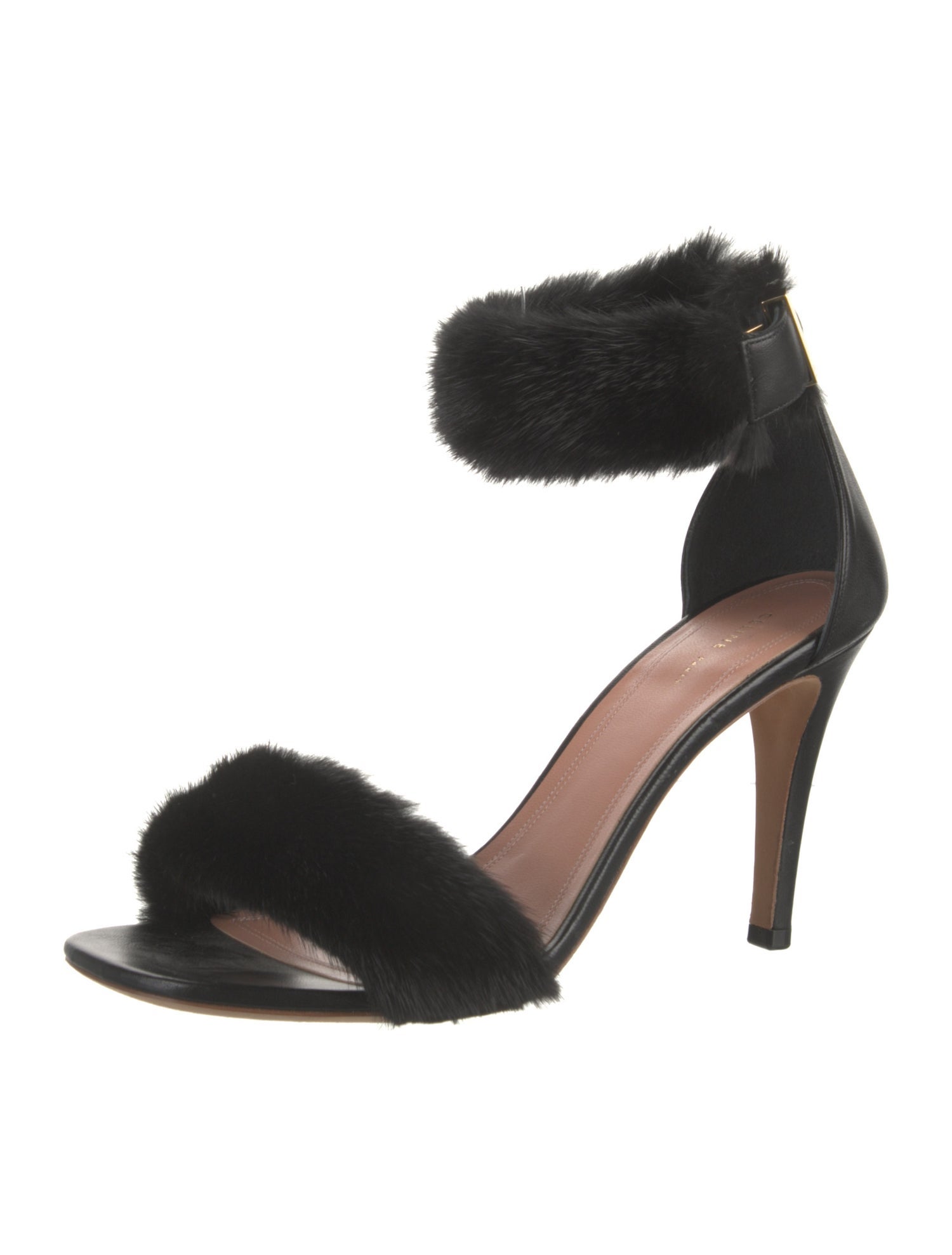 Celine Leather Fur Trim Sandals
