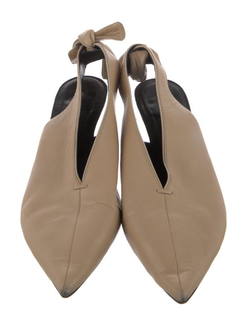 Celine Leather Bow Accents Slingback Pumps