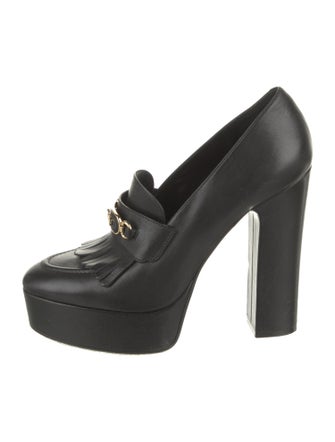 Celine Leather Fringe Trim Accent Pumps
