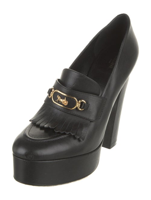 Celine Leather Fringe Trim Accent Pumps