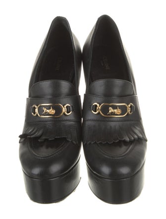 Celine Leather Fringe Trim Accent Pumps