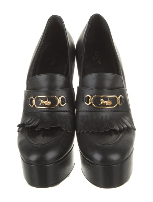 Celine Leather Fringe Trim Accent Pumps