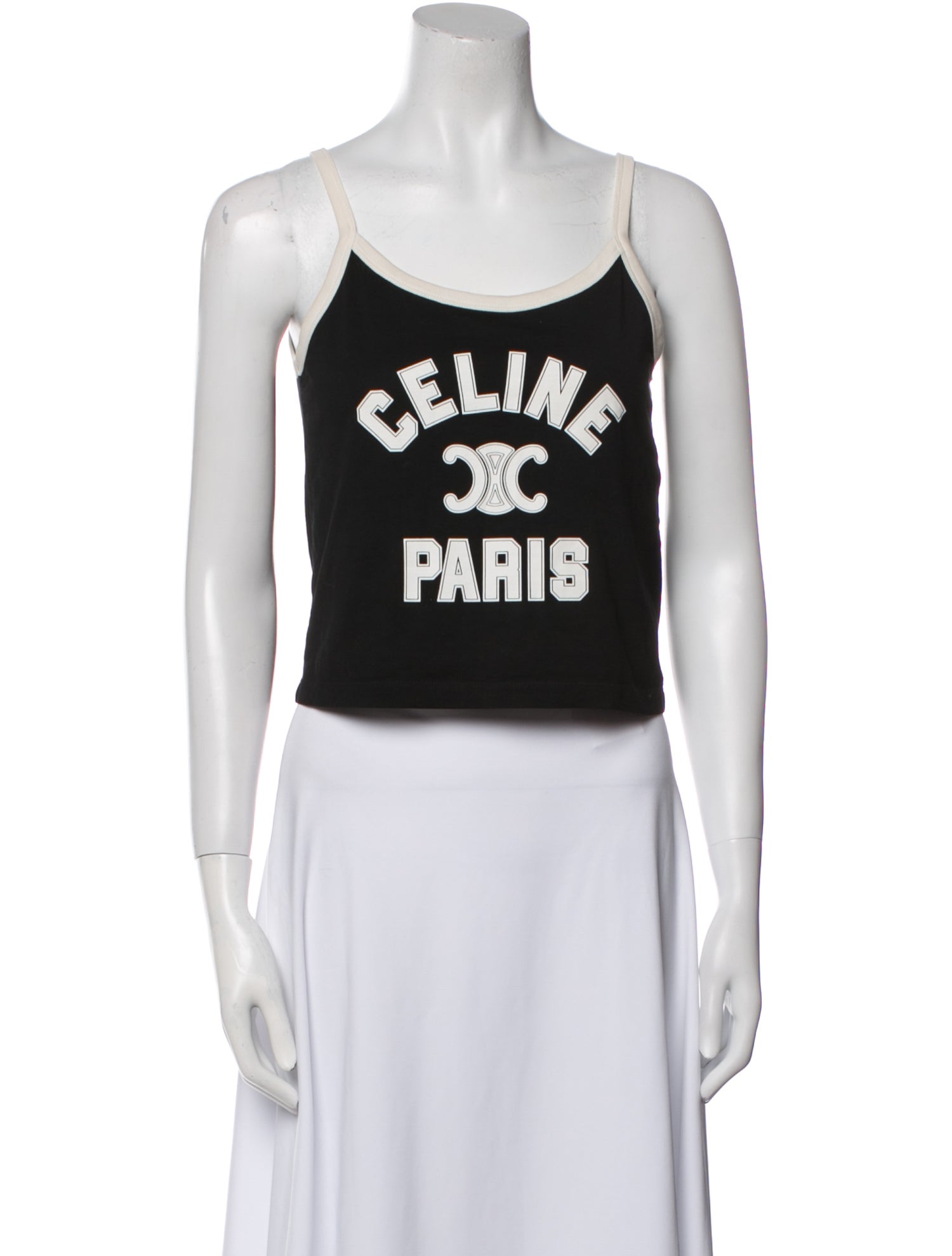 Celine Graphic Print Scoop Neck Top