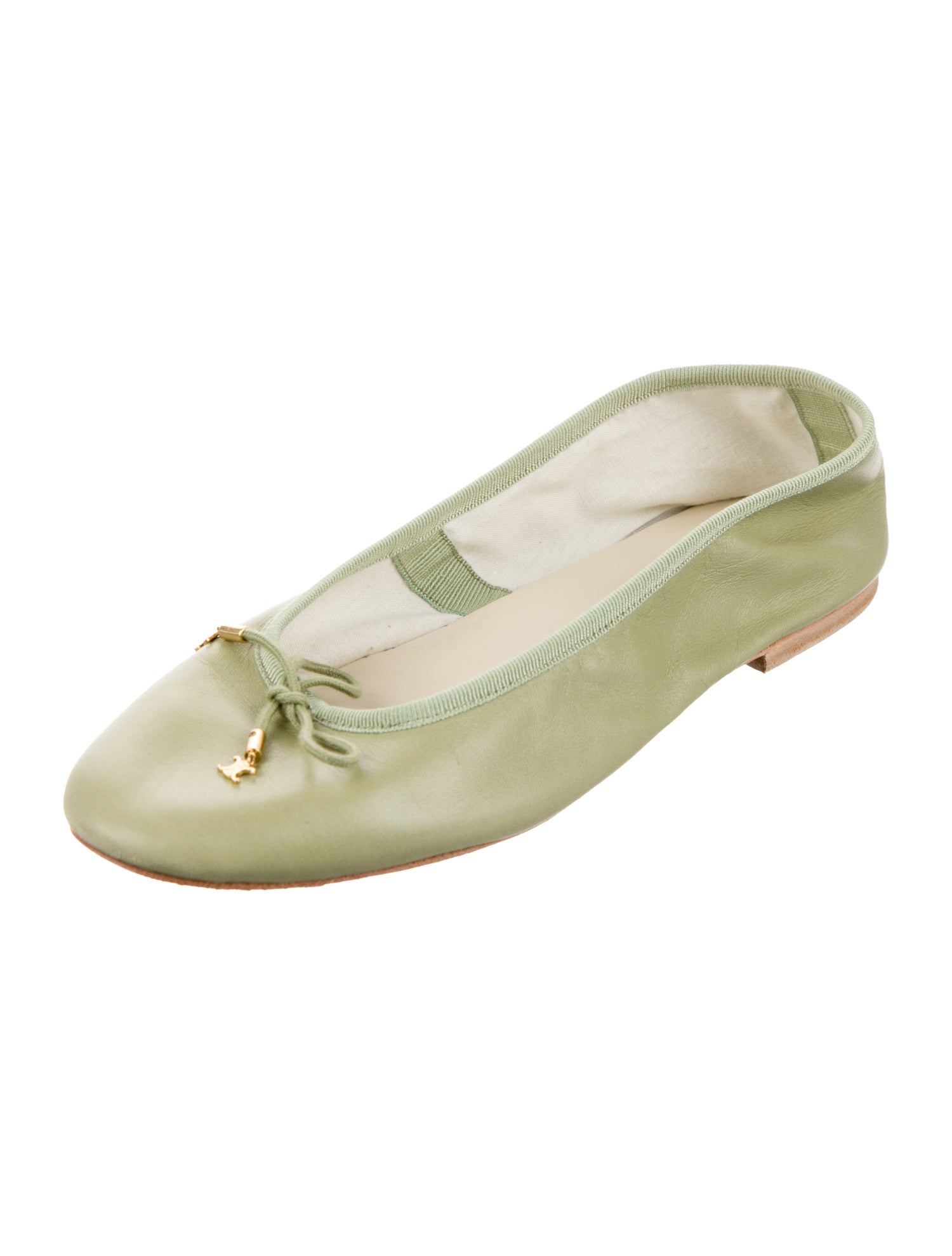 Celine Leather Bow Accents Ballet Flats