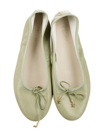 Celine Leather Bow Accents Ballet Flats