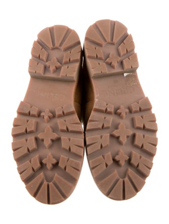 Celine Shearling Colorblock Pattern Lace-Up Boots