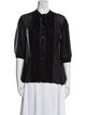 Celine Silk Three-Quarter Sleeve Button-Up Top