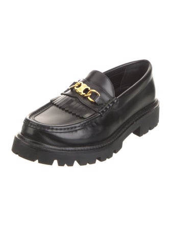 Celine Leather Chain-Link Accents Loafers