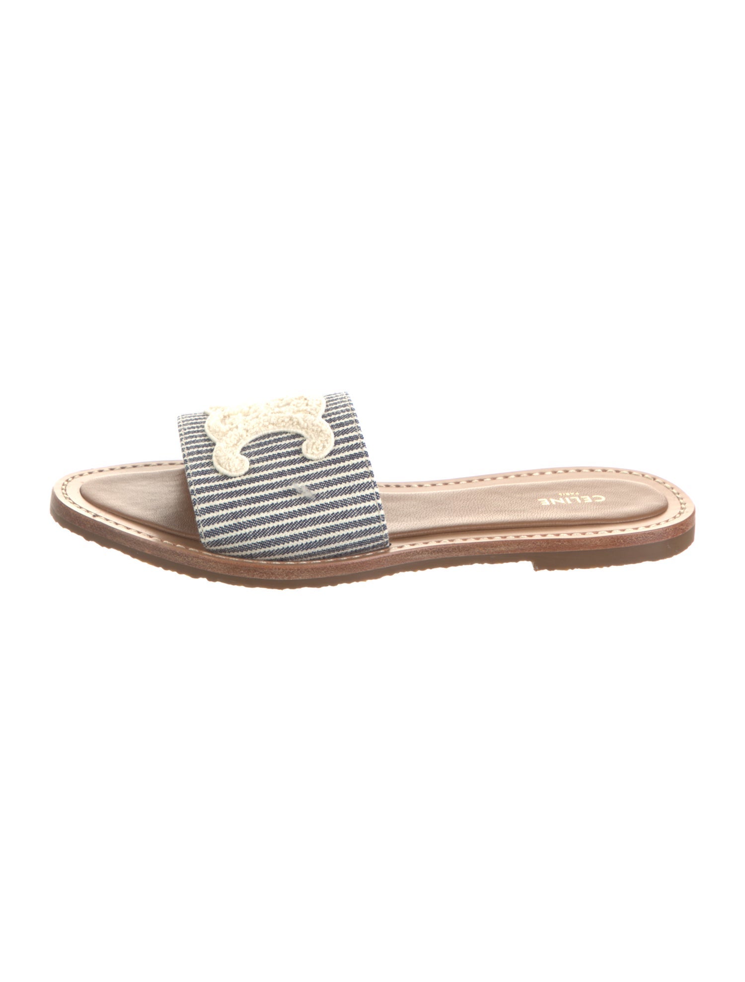 Celine Canvas Striped Slides