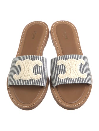 Celine Canvas Striped Slides