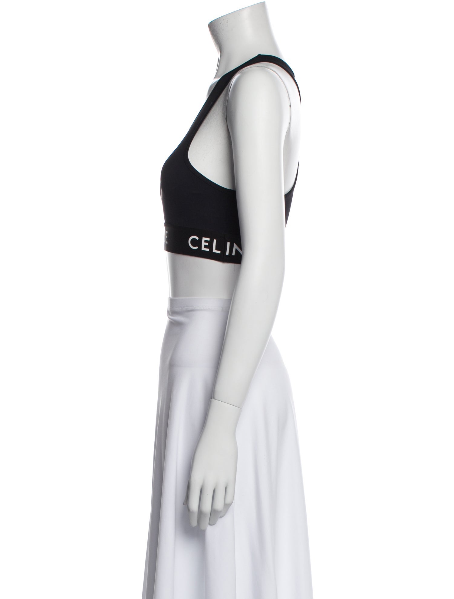 Celine Graphic Print Scoop Neck Crop Top