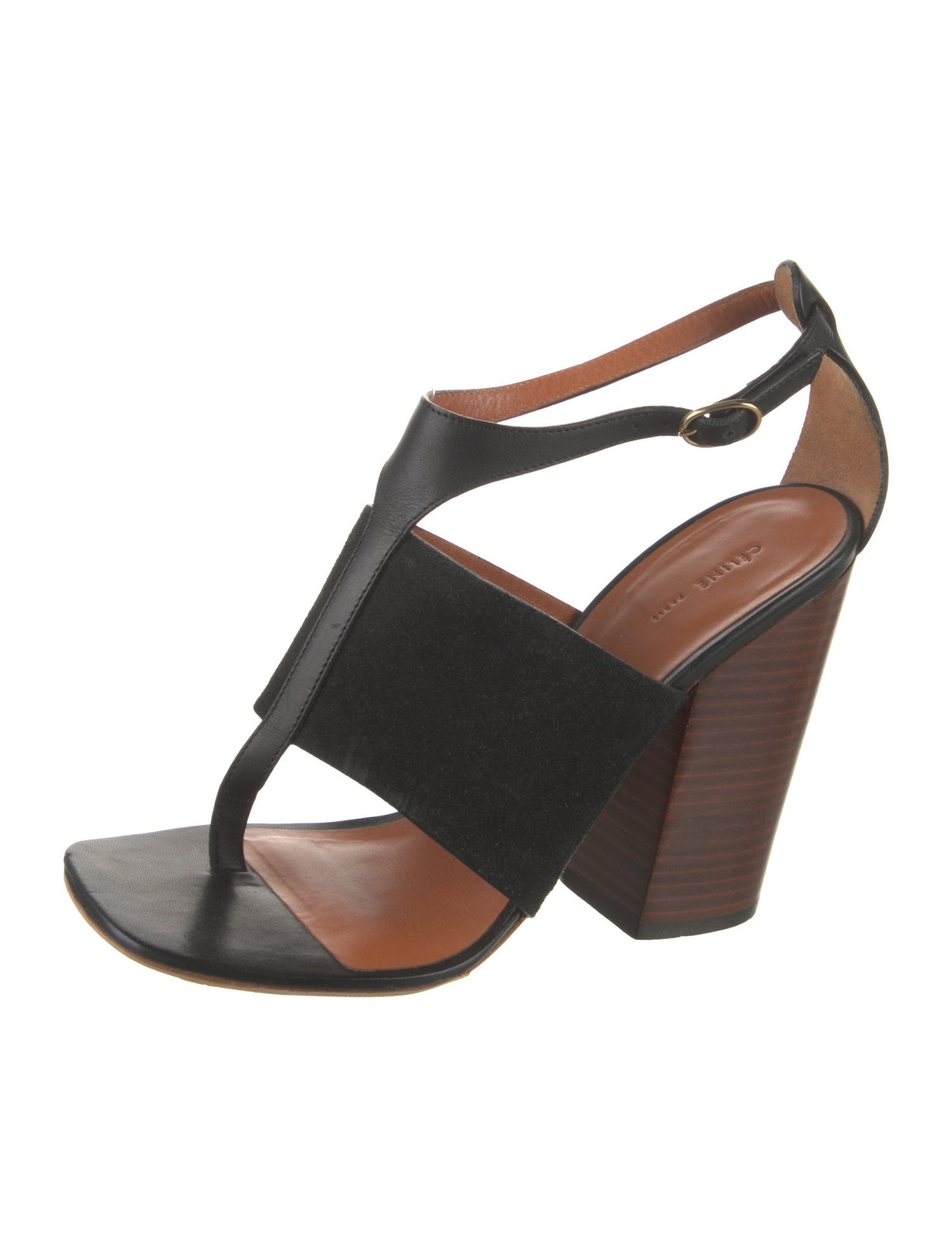 Celine Leather T-Strap Sandals
