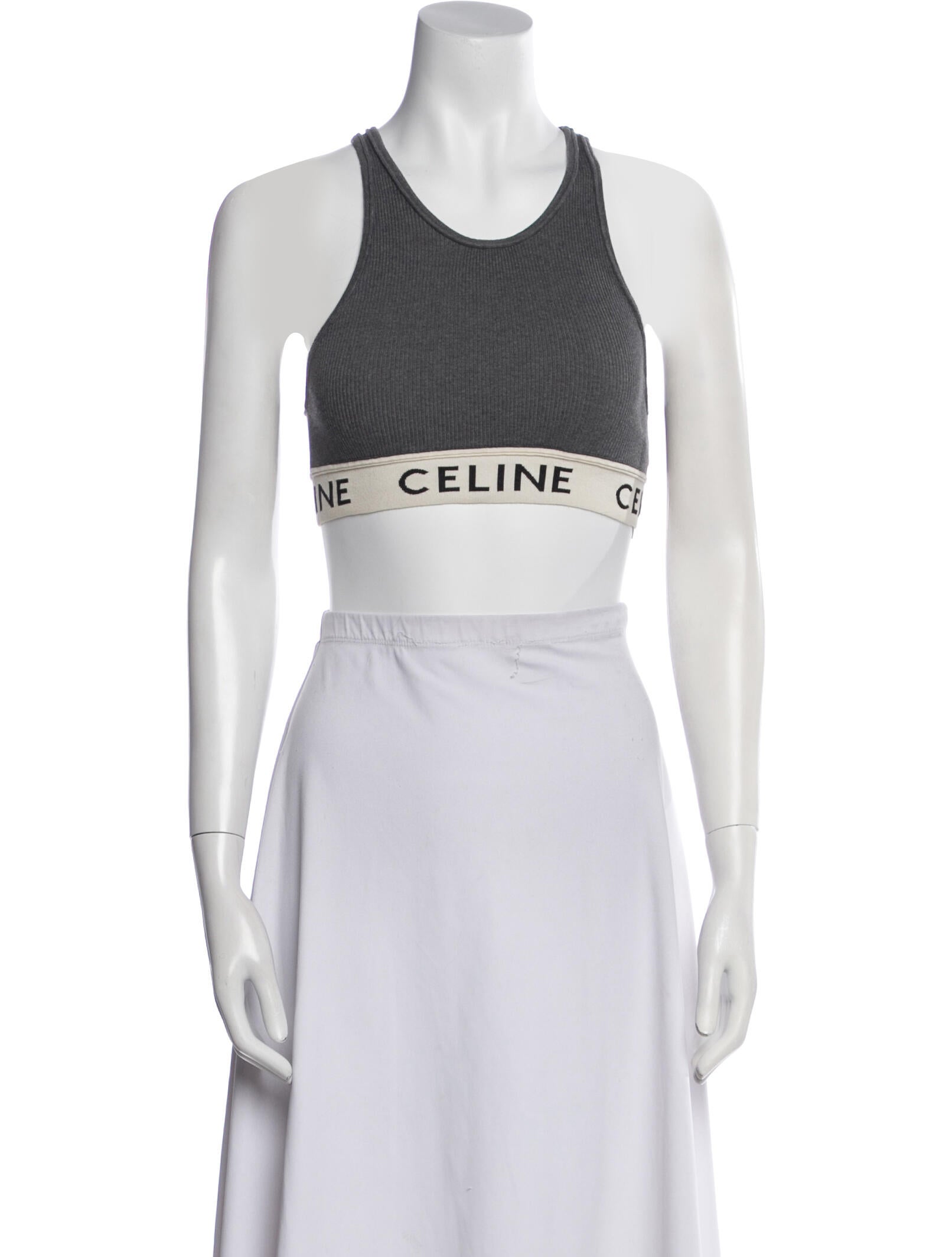 Celine Graphic Print Halterneck Crop Top