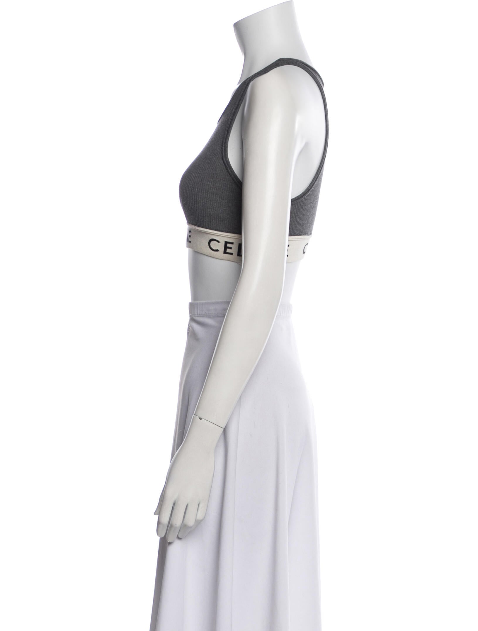 Celine Graphic Print Halterneck Crop Top