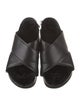 Celine Leather Fur Trim Slides