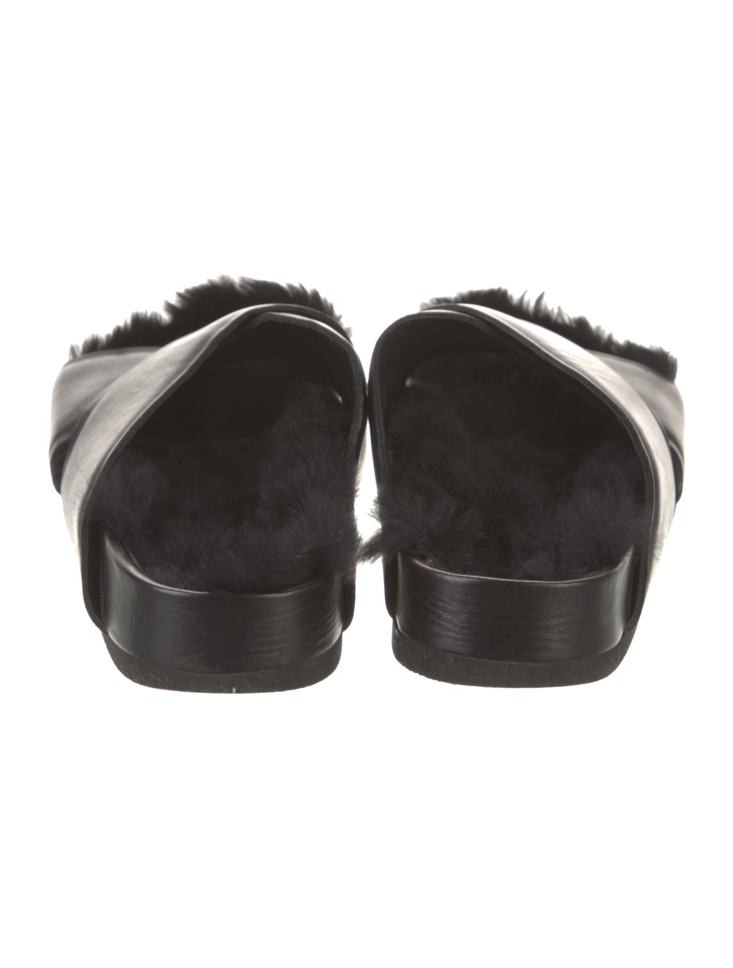 Leather Fur Trim Slides
