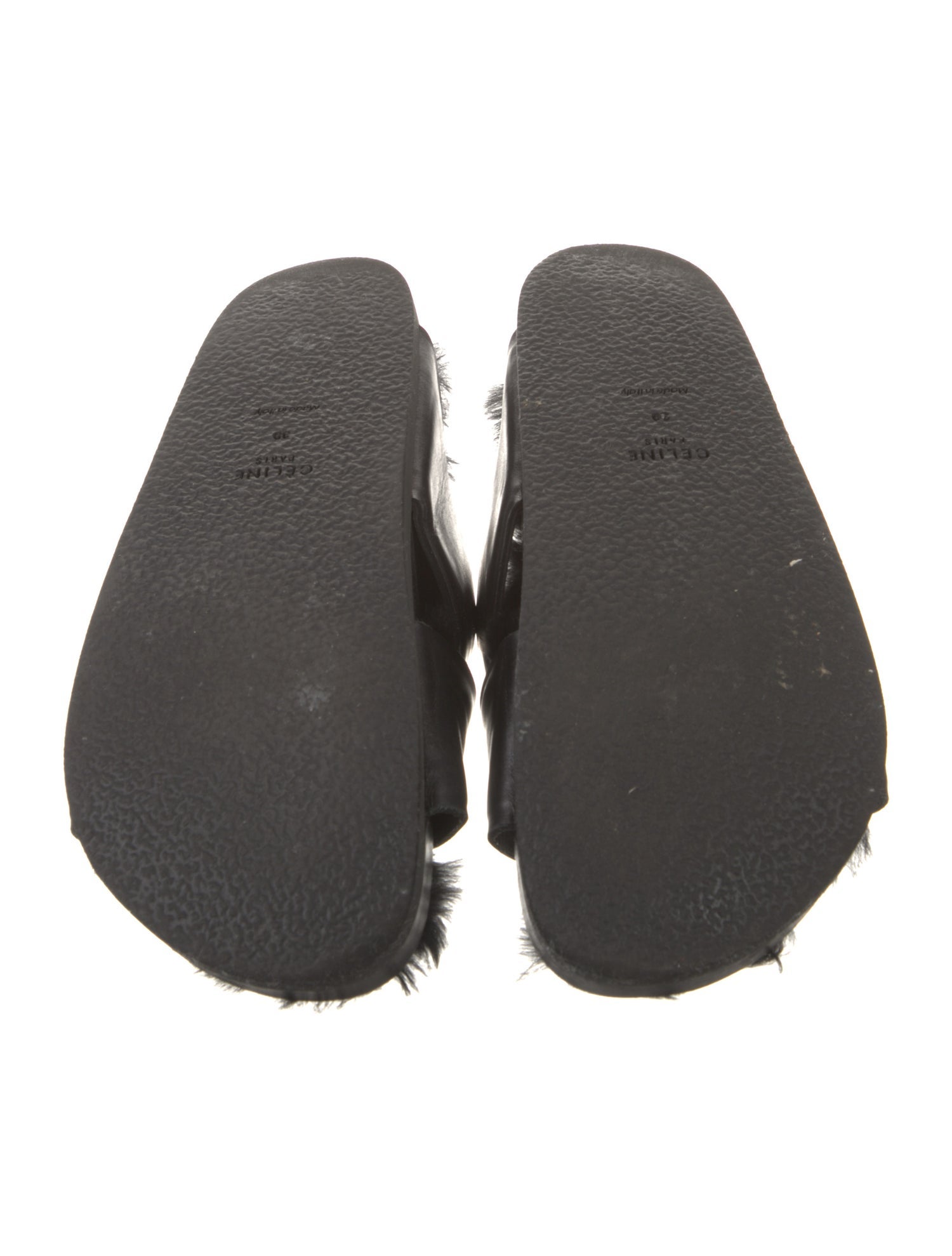 Leather Fur Trim Slides