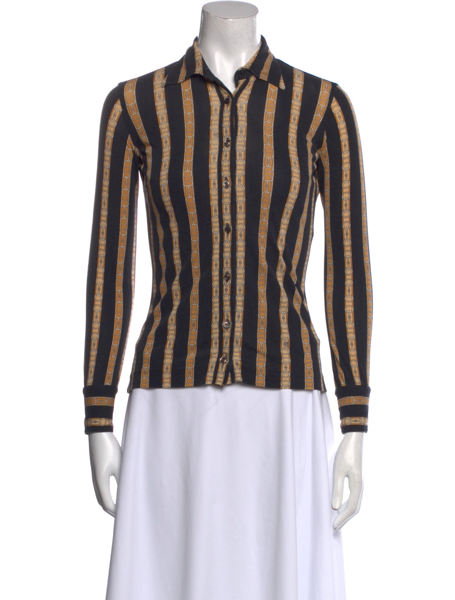 Celine Vintage Late 1970's - Early 1980's Button-Up Top