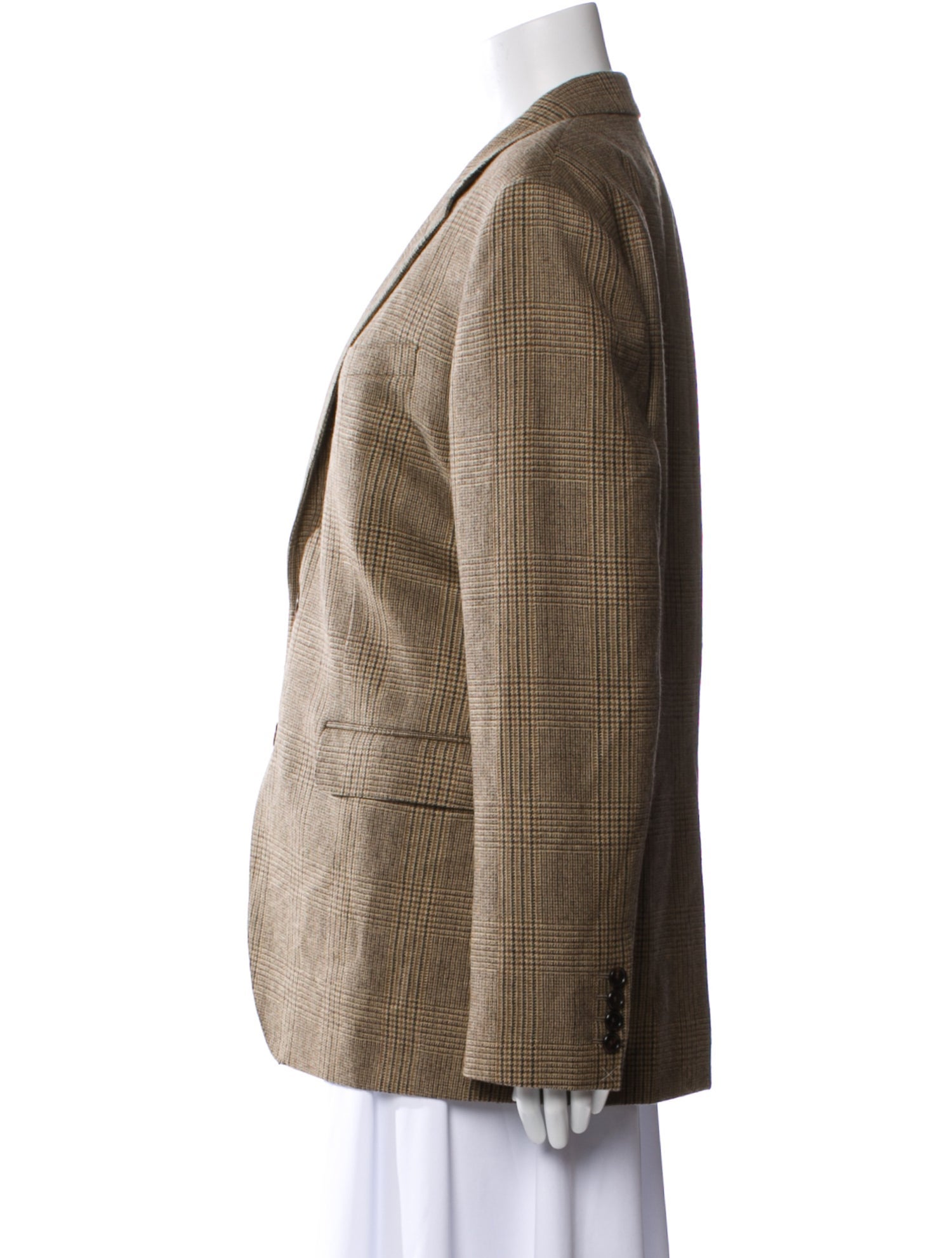 Celine Wool Plaid Print Blazer