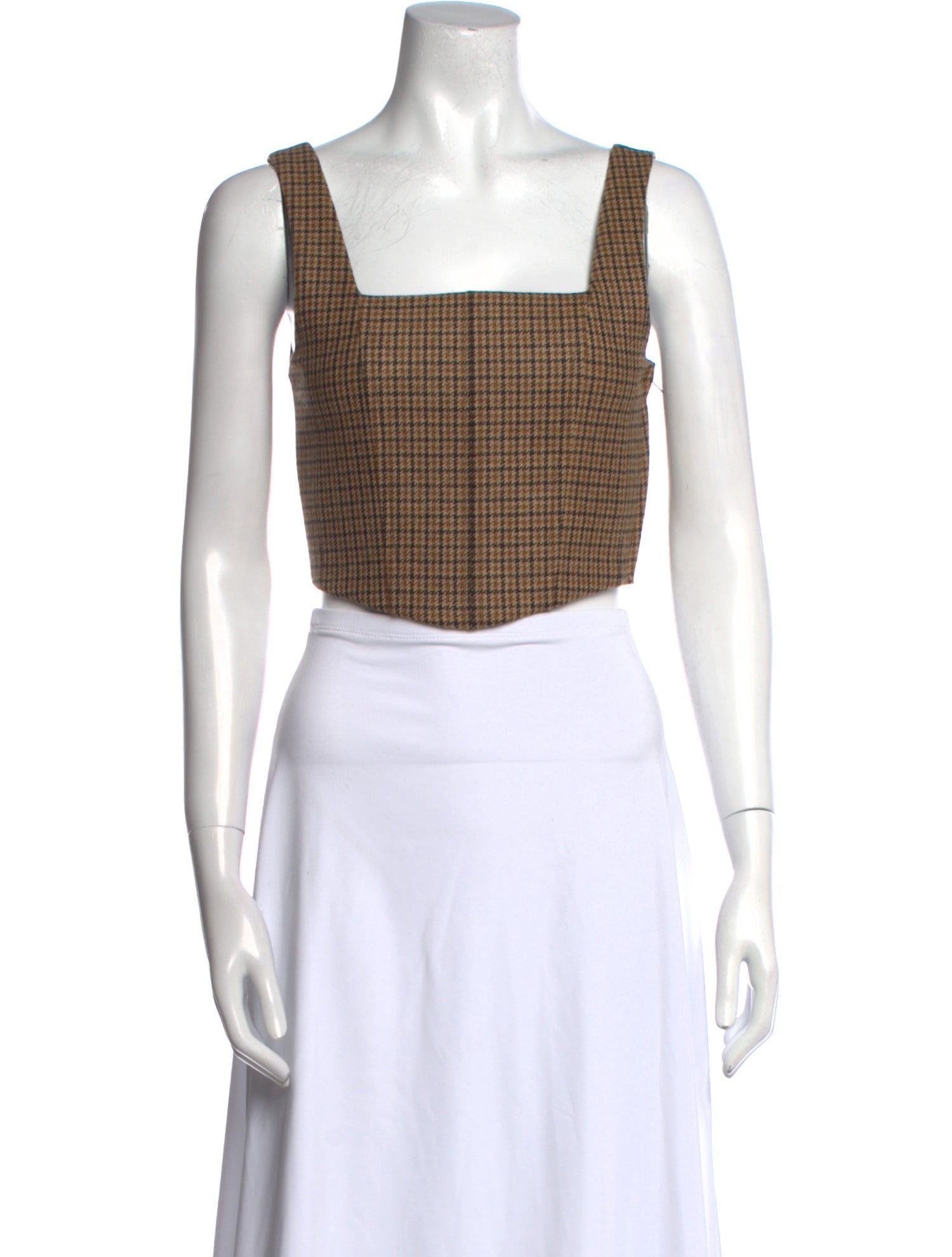 Celine Wool Plaid Print Crop Top