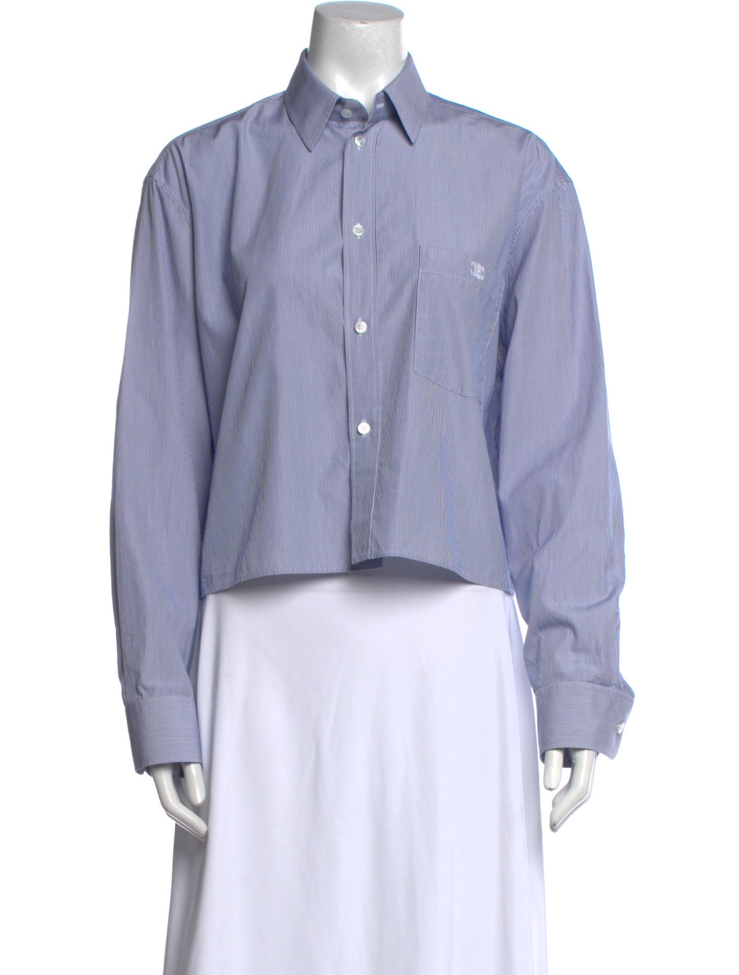 Celine Striped Long Sleeve Button-Up Top