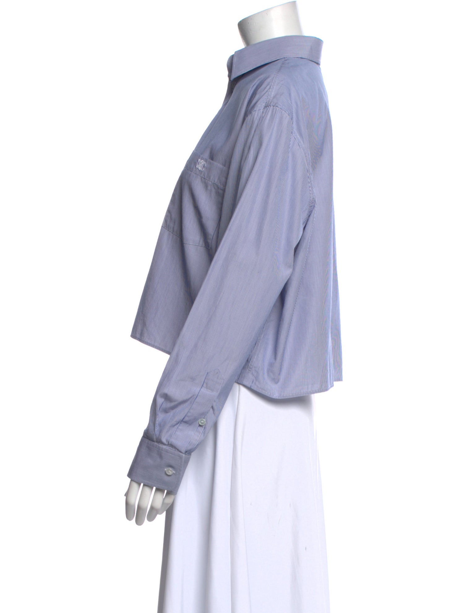 Celine Striped Long Sleeve Button-Up Top